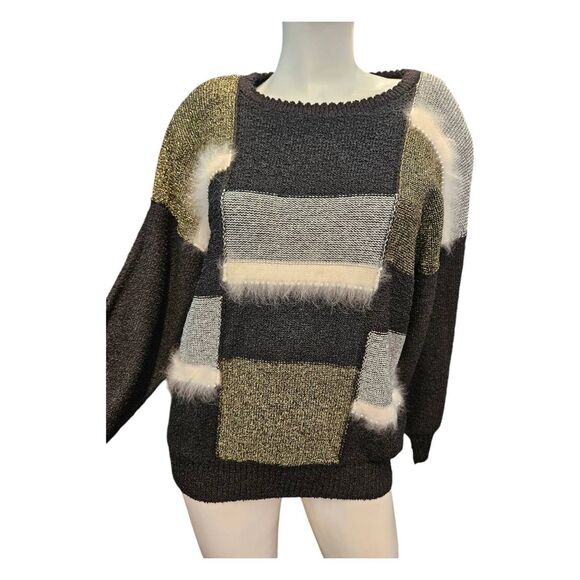 Kae Yoshida Colorblock Sweater Large Vintage 80's - Picture 3 of 8